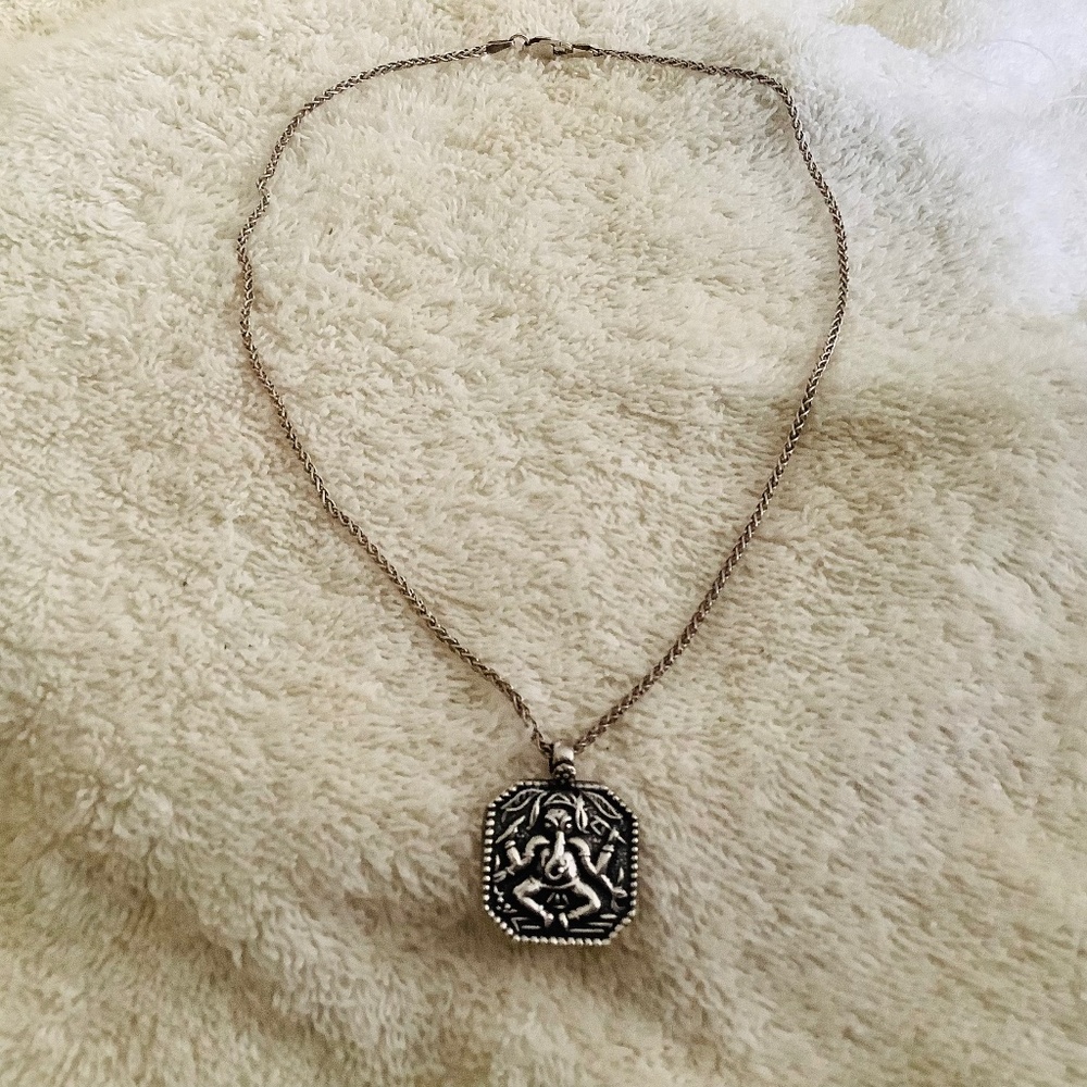 Sterling Silver Necklace with Silver Ganesha Pendant